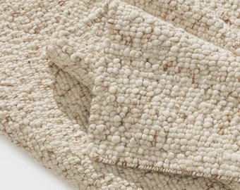 Pebble Wool Rug, Handwoven Chunky Wool Area Rug, Bouclé Loop Rug, Scandinavian Rug, Organic Modern Rug, Custom Ivory Wool Carpet
