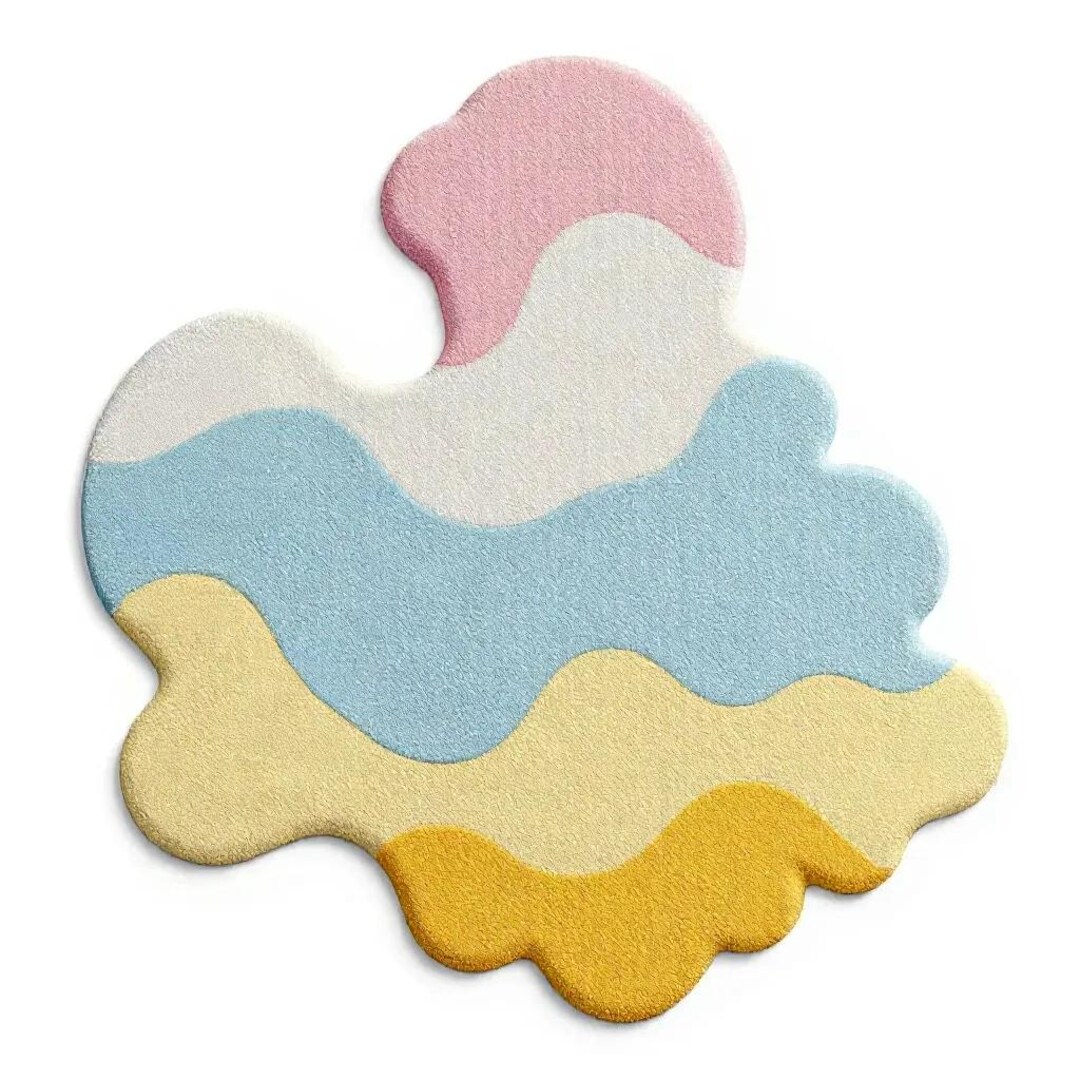 Cloud Shape Rug Hand Tufted Cloud Shape Kids Rug, Soft Multi-color Play Carpet for ...
