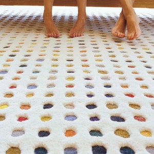 Hand Tufted Colorful Polka Dots Wool Rug, Extra Soft Minimalistic Pattern Carpet for Living Room Decor, Wool Area Rug by TheGiftsConnect