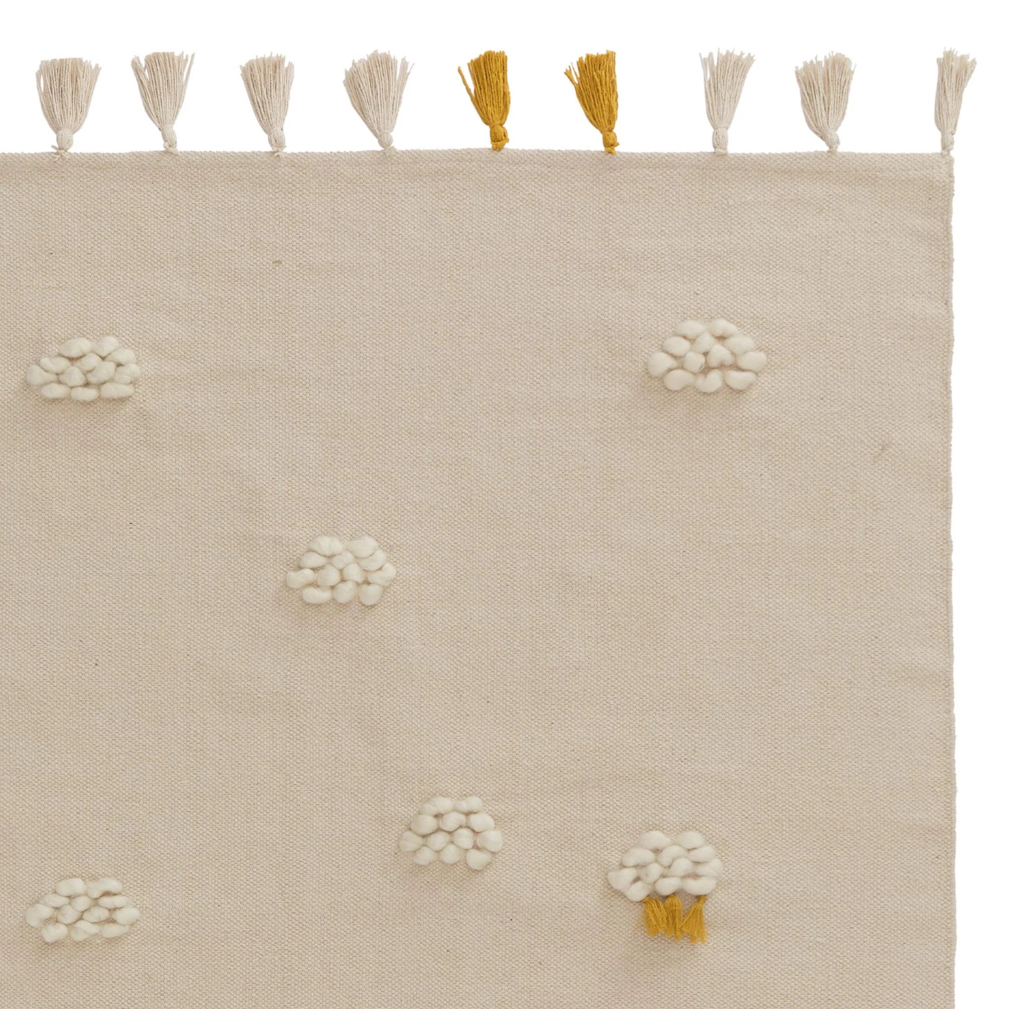 Hand Woven Cotton Children's Rug, Beautiful Wool Clouds Distributed on ...