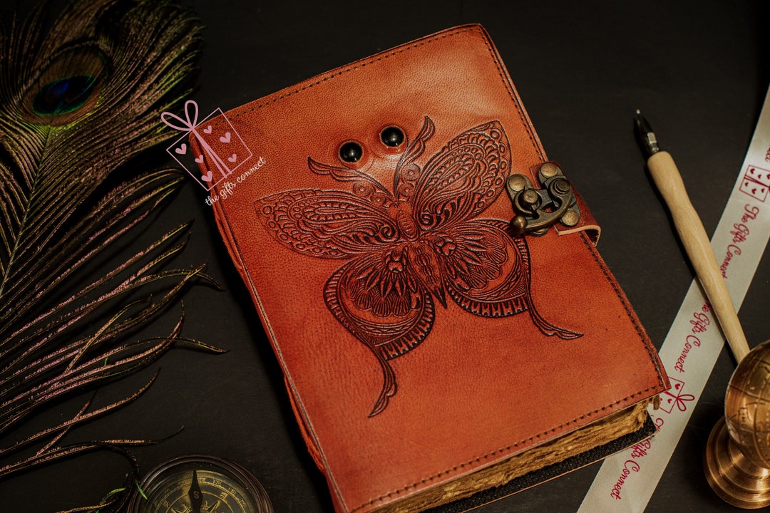 Butterfly Embossed Leather Journal, Best Gift for Sketch Lovers, Travel ...