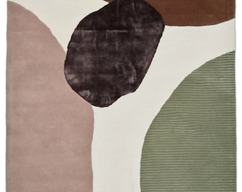 Hand-Tufted Wool Area Rug: Modern Geometric Design, Custom Size