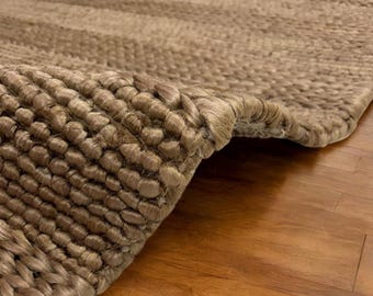 Alfombra de yute tejida a mano: Alfombra rústica para pasillo estilo casa de campo.