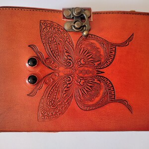 Butterfly Embossed Leather Journal, Best Gift for Sketch Lovers, Travel ...