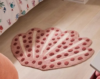 Beau tapis rose en laine tufté à la main, décoration de chambre rose pour chambre de fille, carpette en laine pour enfants, tapis de jeu pour enfants, cadeau pour elle