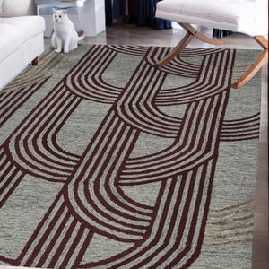 Hand Tufted Wool Rug: Modern Arched Geometric Pattern