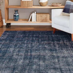 Blue Handwoven Aesthetic Wool Area Rugs, Hand Knotted Bohemian Chunky Wool Rugs For Living Room, Custom Wool Area Rug By TheGiftsConnect image 2