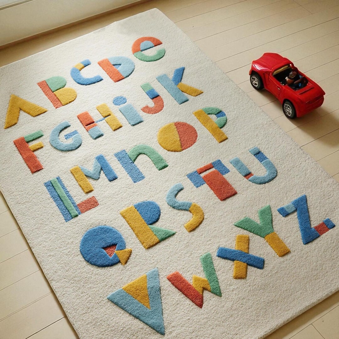 Hand-tufted Wool ABC Rug: Educational Kids Playmat - Etsy