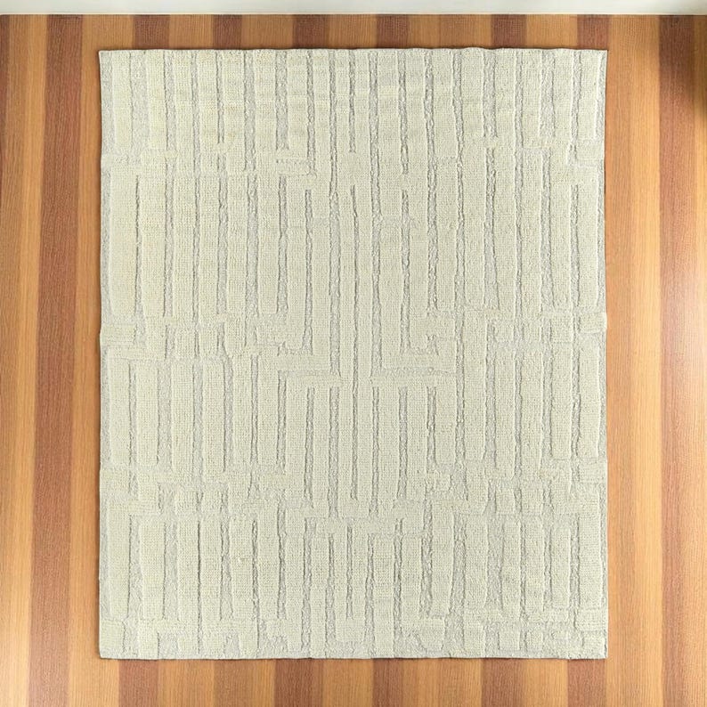 Handwoven Wool Rug: Modern Blocks Pattern, Earthy Tones, 8x10 - Etsy