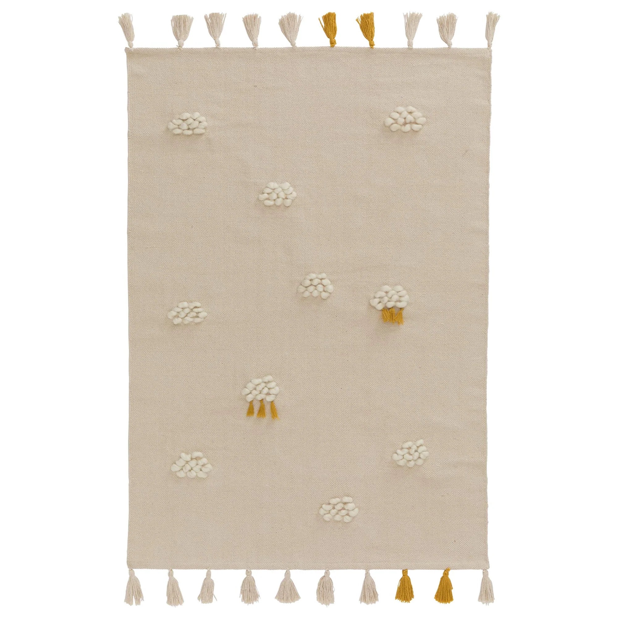 Hand Woven Cotton Children's Rug, Beautiful Wool Clouds Distributed on ...