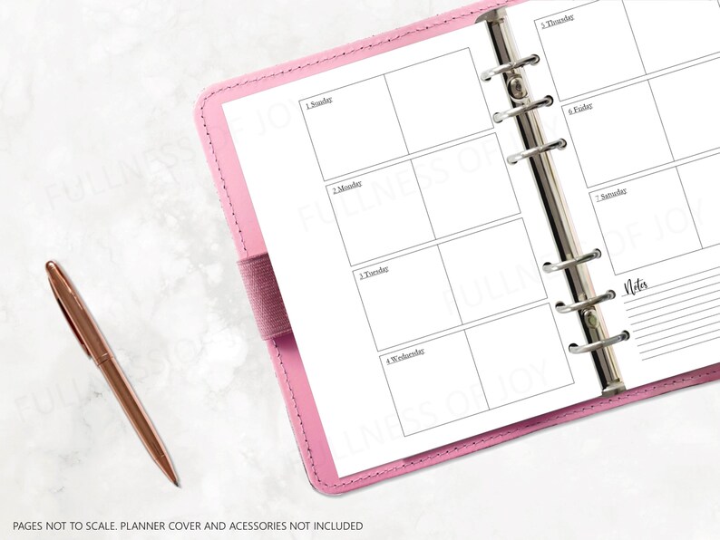 2024 Printable A5 Weekly Planner Inserts A5 Binder 6 Ring Planner