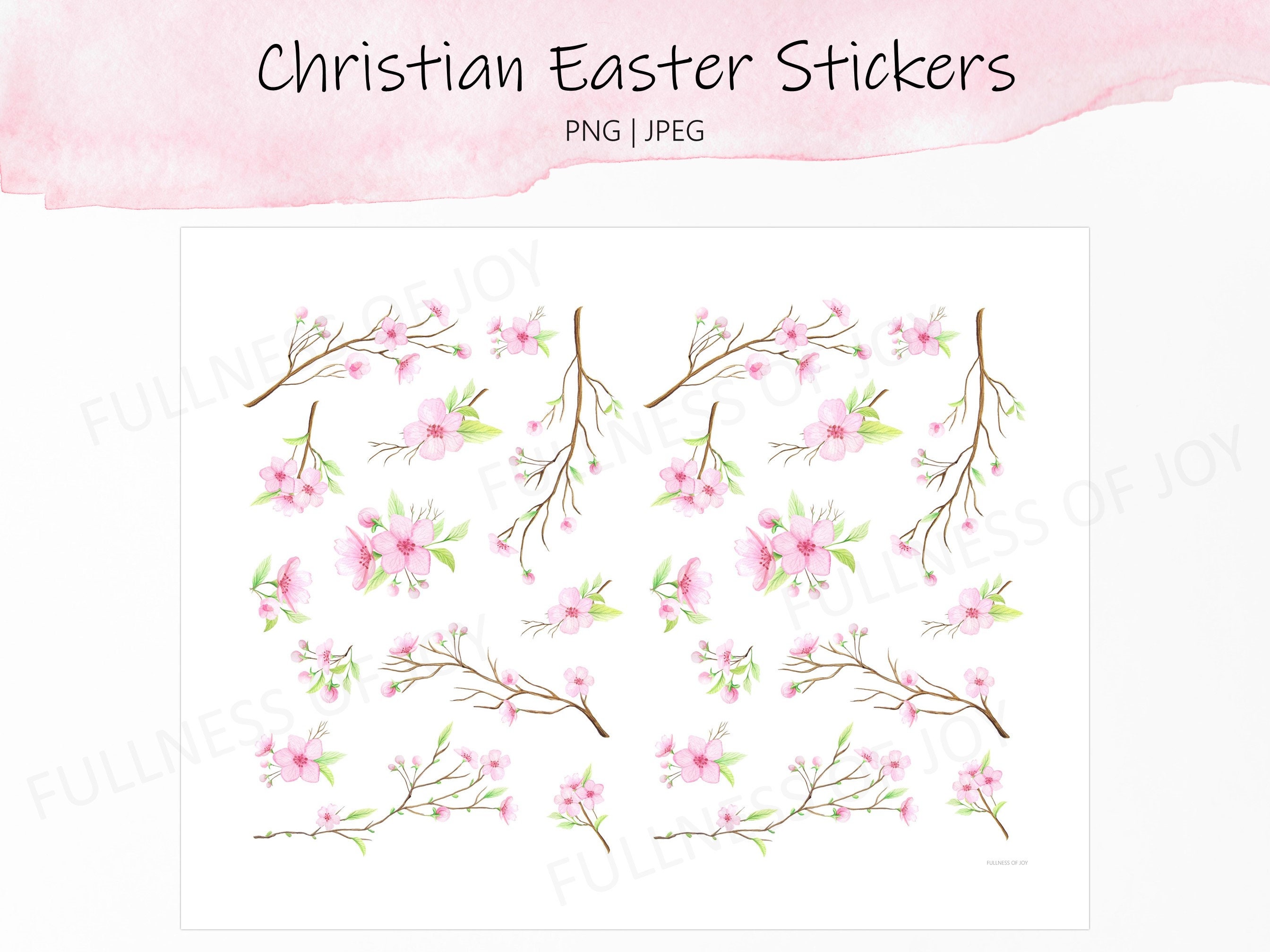 Printable Christian Easter Stickers - He is Risen Stickers - Cherry ...