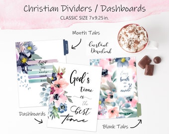 Printable Floral Christian Planner Dividers: Seasonal, Classic Size Dashboards