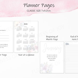 Printable Christian Planner 2024 Seasonal Watercolor Floral Planner Download Classic Size Planner Desktop Planner image 3