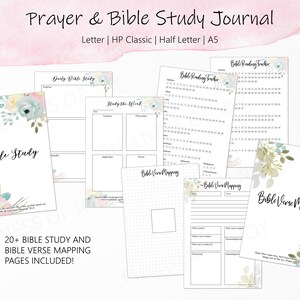 Prayer & Bible Study Journal Printable: Scripture Mapping, Sermon Notes ...