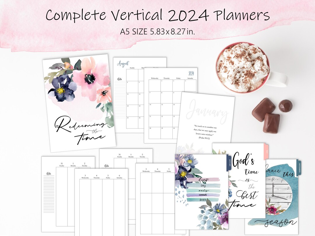 Printable Christian Planner 2024 Vertical A5 Planner Seasonal ...
