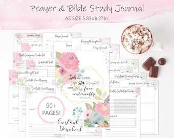 A5 Prayer Journal Bundle: Bible Study Pages, Christian Planner (Printable)
