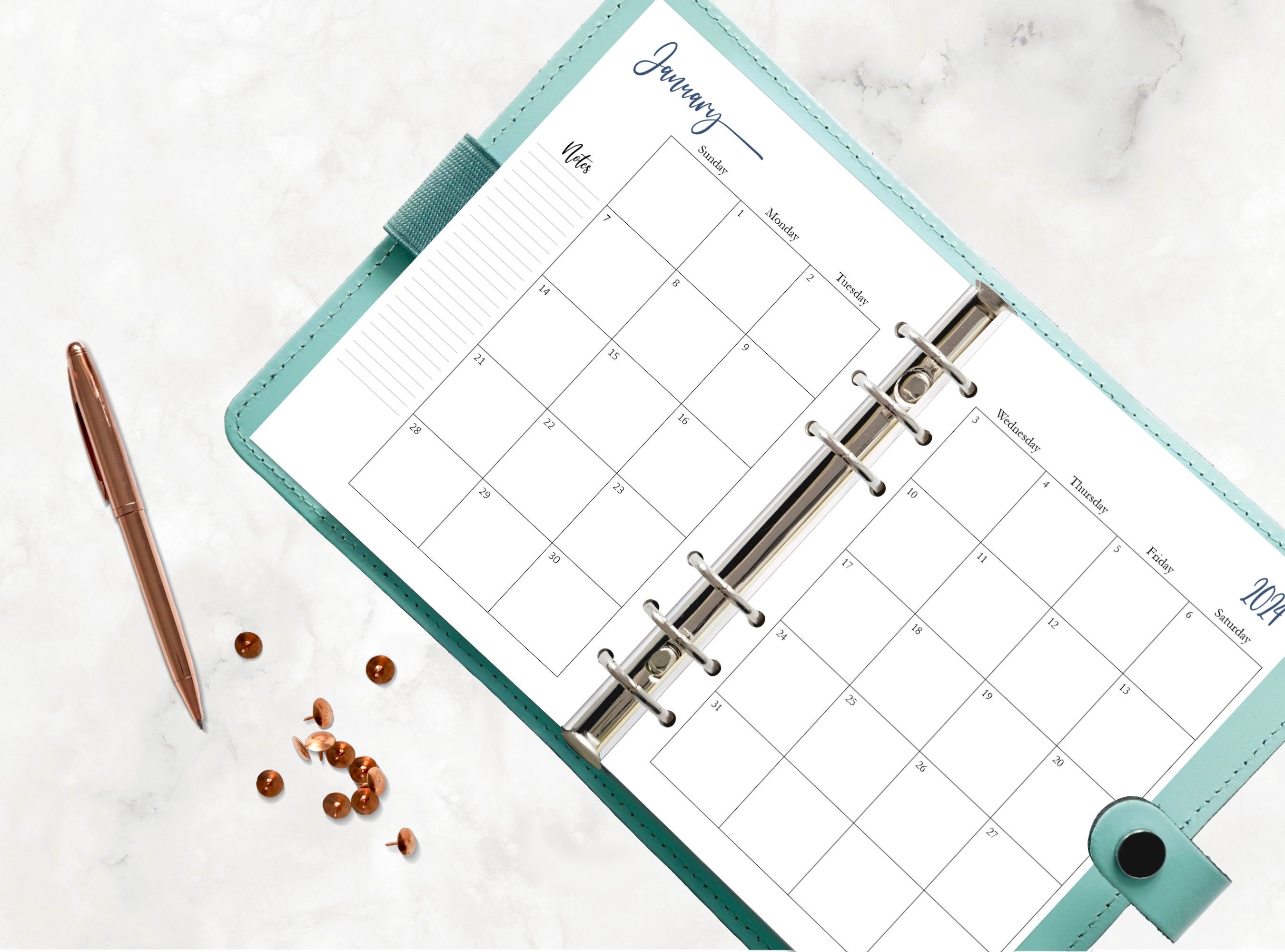 2024 Printable A5 Monthly Planner Inserts Printable Planner Pages A5 ...