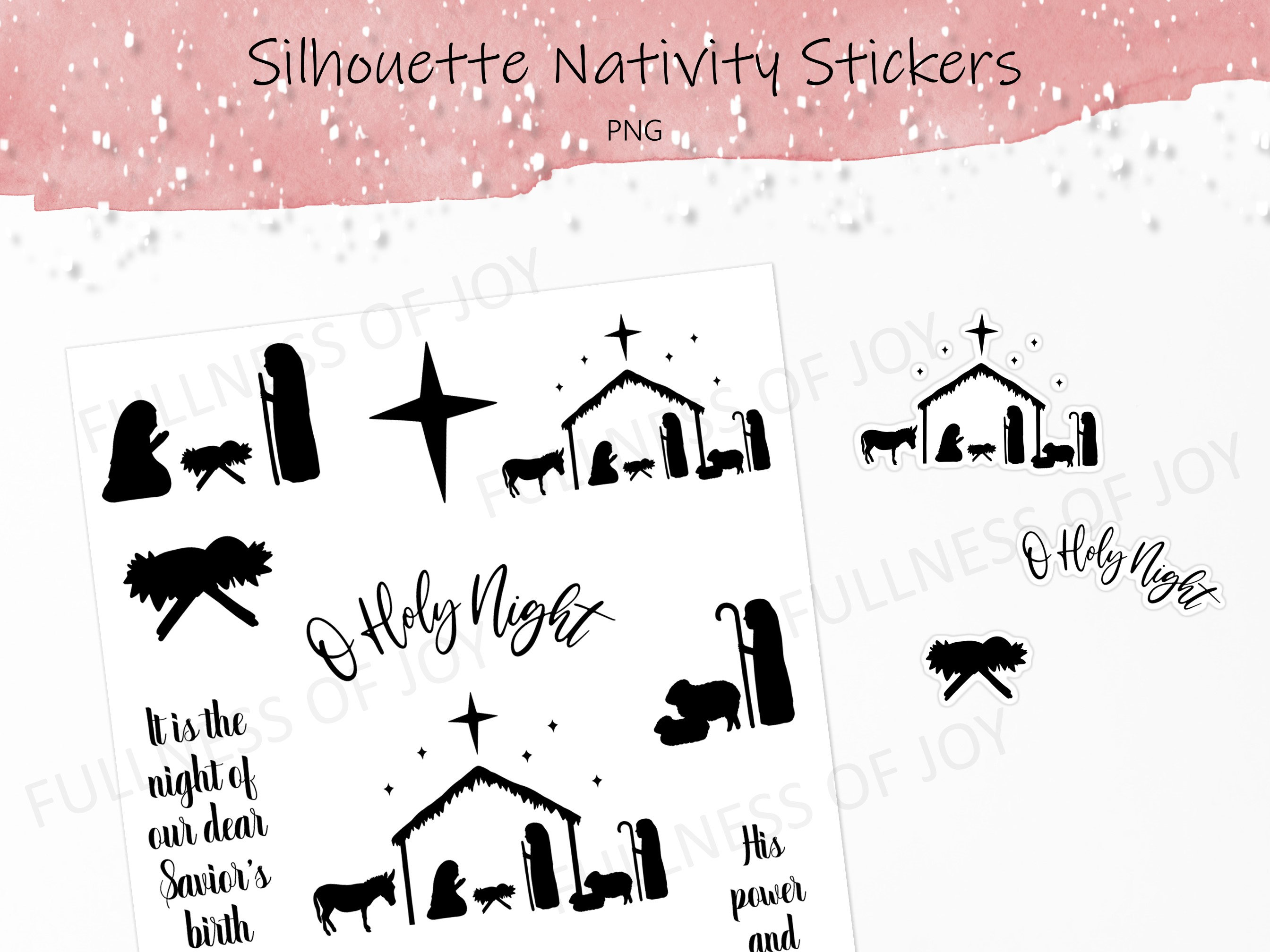 Jesus Born Sticker Printable Nativity Stickers: Birth of Christ, Christian Christmas ...