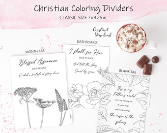 Christian Coloring Page Dashboard: Faith Planner Dividers, Classic Size (Digital Download)