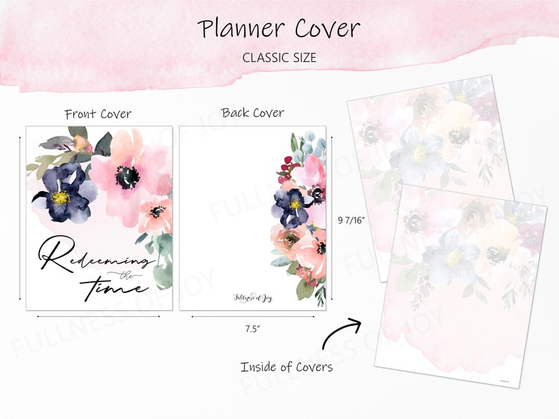 Printable Christian Planner 2024 Seasonal Watercolor Floral Planner Download Classic Size Planner Desktop Planner image 2