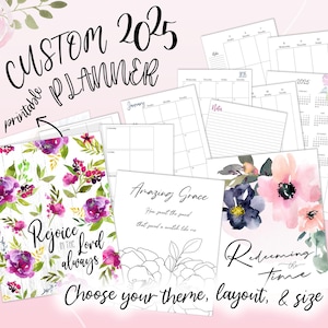 Benutzerdefinierter Kalender 2025 druckbarer christlicher Planer - benutzerdefinierter 2025-Glaubens-Planer Floraler christlicher Planer - A5, Letter, Half Letter