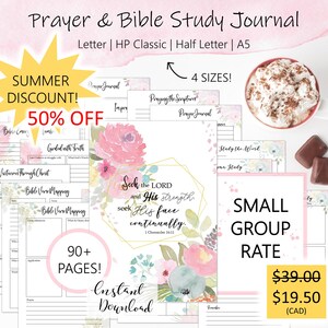 Guía imprimible de estudio bíblico para grupos pequeños: diario de oración - Planificador cristiano con lectura diaria de la Biblia y mapeo de las Escrituras