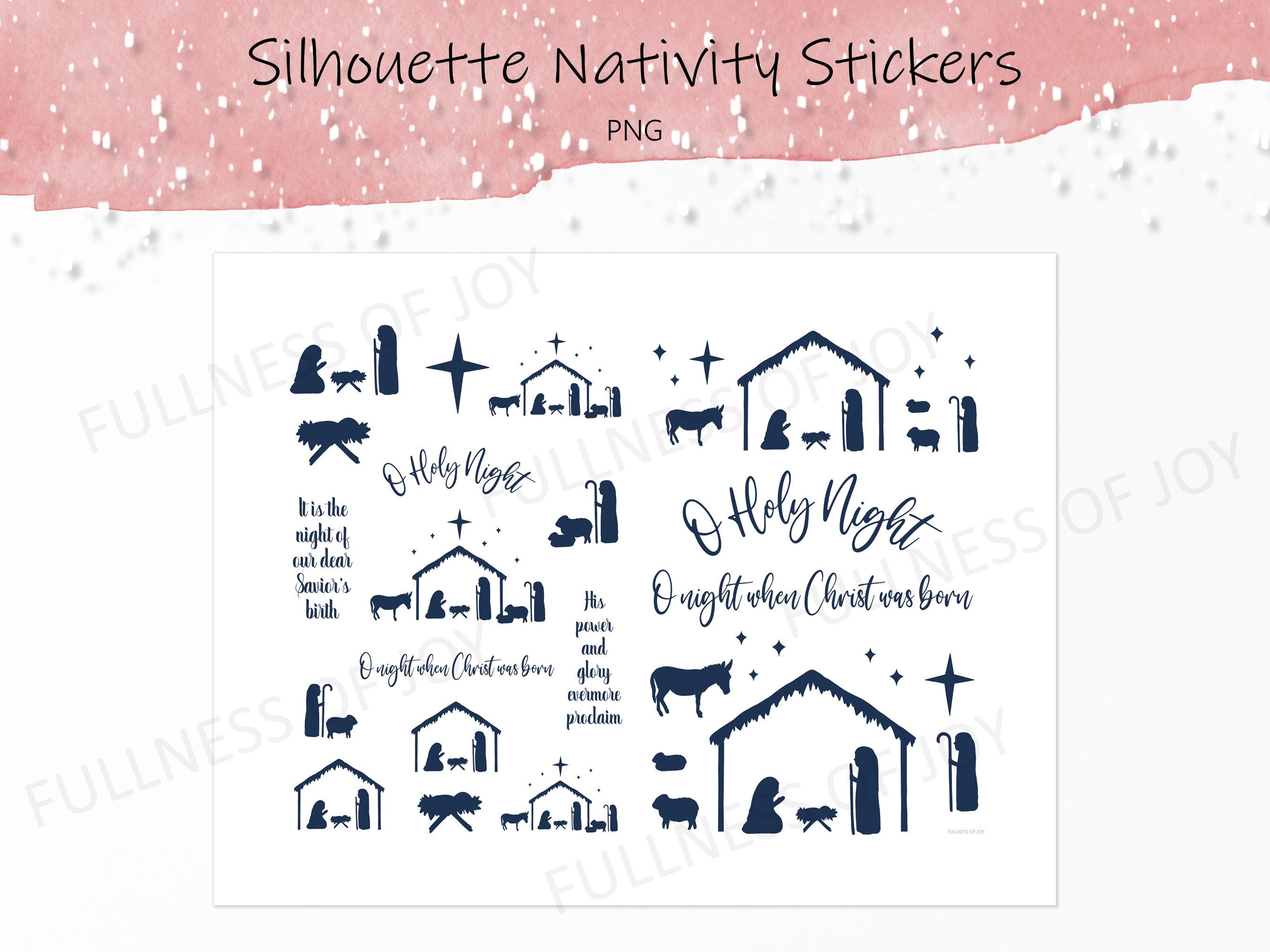 Jesus Born Sticker Printable Nativity Stickers: Birth of Christ, Christian Christmas ...