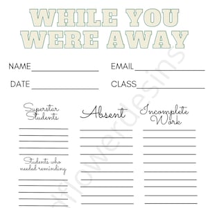 Substitute Teacher Note