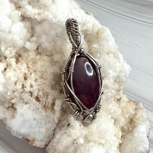 Ruby Sterling Silver Pendant - Wire Wrapped Gemstone Necklace image 3