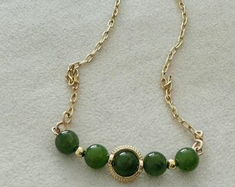 Handcrafted Canadian Jade Necklace: Gold Filled Boho Crystal Jewelry