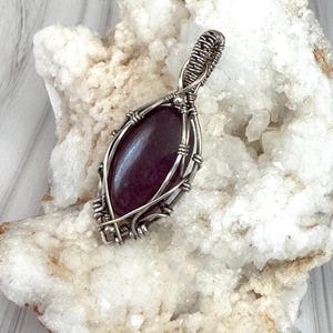 Ruby Sterling Silver Pendant - Wire Wrapped Gemstone Necklace image 4