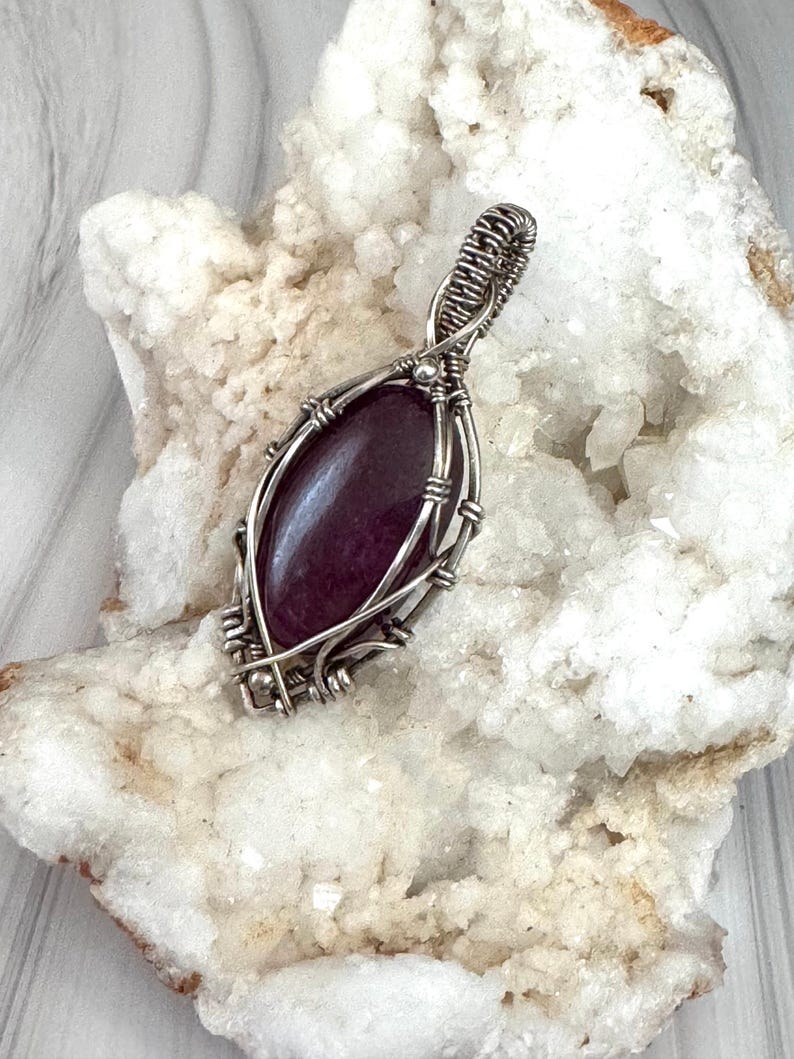 Ruby Sterling Silver Pendant - Wire Wrapped Gemstone Necklace image 4