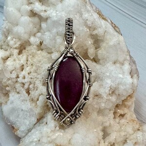 Ruby Sterling Silver Pendant - Wire Wrapped Gemstone Necklace image 5