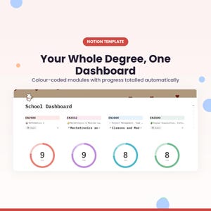 Notion Student Dashboard | ADHD-Friendly School & University Planner, Class + Assignment Tracker | Academic Organizer + Interactive Widgets