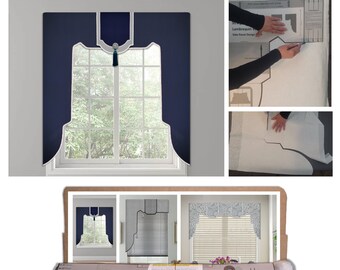 No-Sew Straight-Style Lambrequin Valance Kit, DIY Curtain, Cornice Style