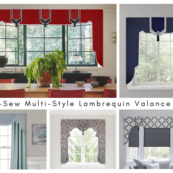 Multi-Style No-Sew Lambrequin Valance Kit, DIY Curtain, Cornice Style