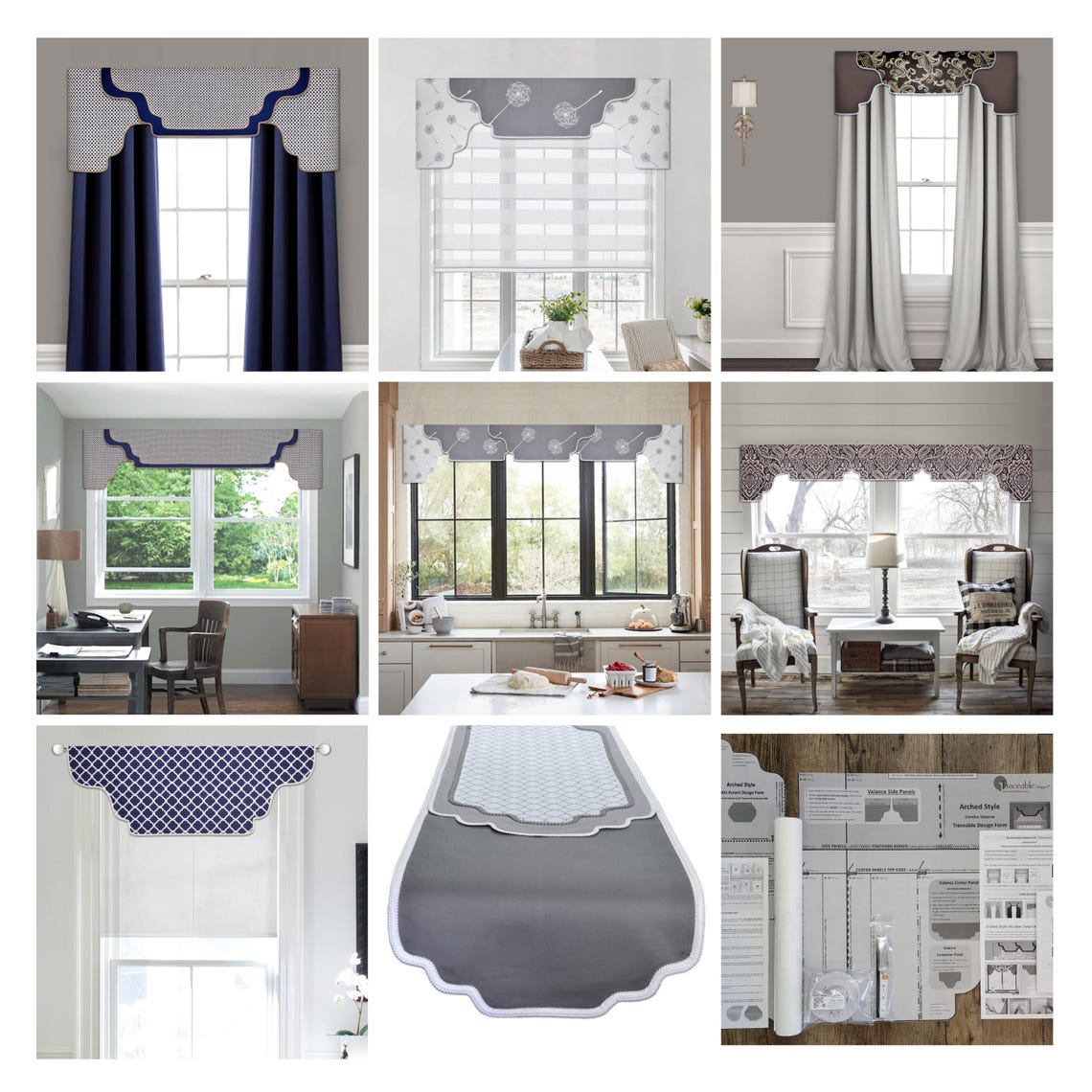 Arched Cornice Valance, Sewing Alternative, Kit for DIY Room Decor, Lined, Rod Pocket Curtain ...