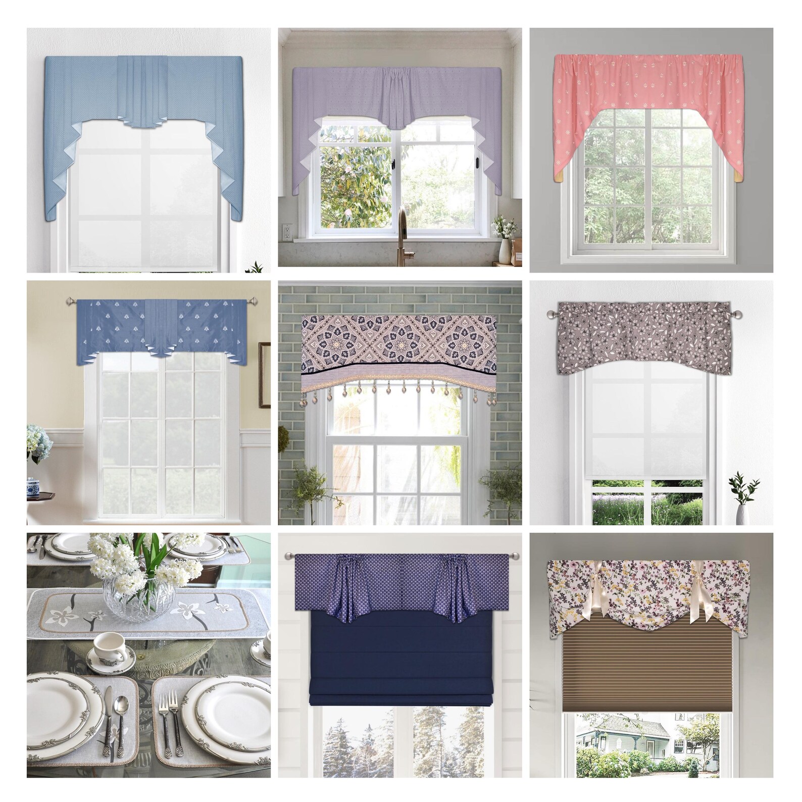 Multi Patterned Valance Multi-style No-sew Pleated & Gathered Swag Valance Kit, Sewing ...