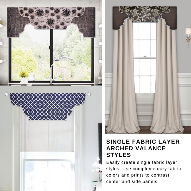 Nosew, Archedstyle Cornice Valance Kit, DIY Room Decor, Pattern