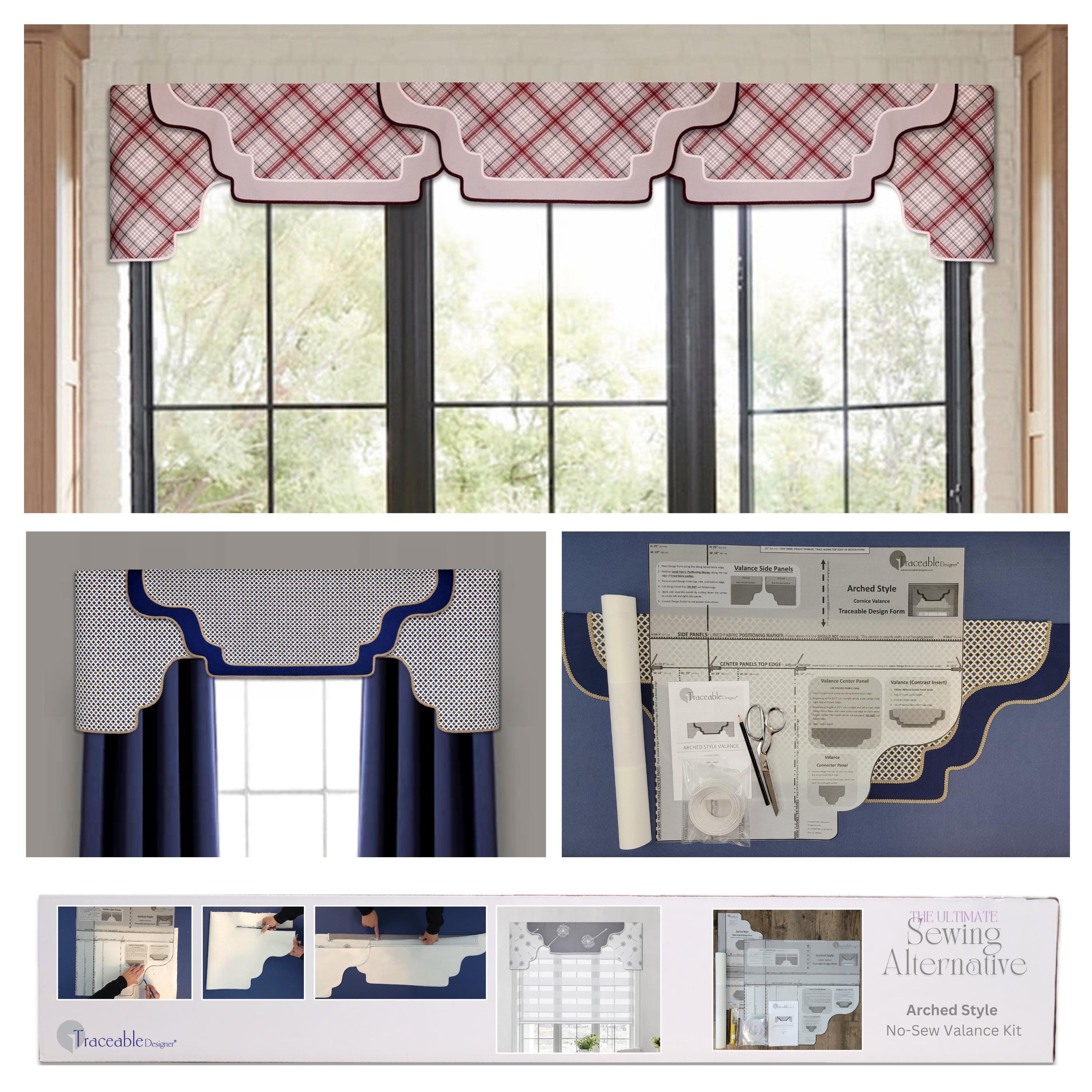 Arched Cornice Valance, Sewing Alternative, Kit for DIY Room Decor