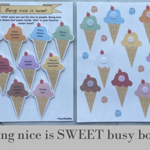 幼稚園学習バインダー - アクティビティ ファイル フォルダー - Being Nice is Sweet セット - 数字 - 色 - マッチング - パターン - 小さい/大きい - デジタル