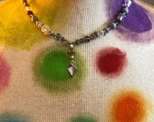 Slate Silver beaded opalescent necklace