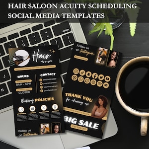 Hair Stylist Acuity Scheduling Black and Gold, Hair Acuity Website Template, Hair Acuity Website Banner, Editable Acuity Booking Template