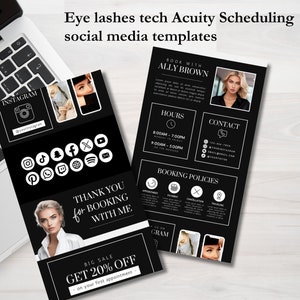 Lash Tech Acuity Scheduling - Black, Lash Acuity Website Template, lash Acuity Website Banner, Editable Acuity Booking Template