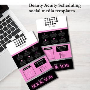 Nail Acuity Scheduling Black and Pink, Nail Acuity Website Template, Nails Acuity Website Banner, Editable Acuity Booking Template, Luxury