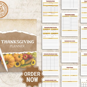 Thanksgiving Planner Printable, Meal Planning Kit, Party Preparation, Family Get-together, Event Management