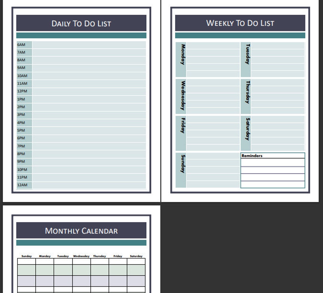Daily, Weekly, Monthly to Do Lists - Etsy