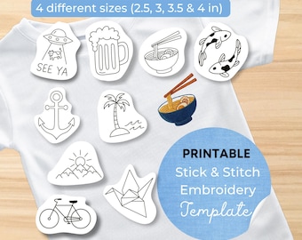 Stick and Stitch Embroidery Patterns for Men | Minimal Line Designs (PDF Download)