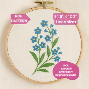 Forget-Me-Nots Embroidery Pattern: Floral Hand Embroidery Design (PDF Download)